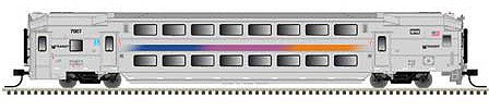 Atlas Model Railroad 50005519 N Scale Multi-Level Commuter Cab Car - Ready to Run - Master(R) -- New Jersey Transit 7022 (silver, magenta, orange, blue)