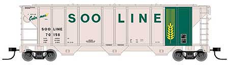 Atlas Model Railroad 50005554 N Scale PS-2 4427 3-Bay Covered Hopper - Ready to Run - Master(R) -- Soo Line 70176 (beige, green)