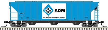 Atlas Model Railroad 50005556 N Scale PS-2 4427 3-Bay Covered Hopper - Ready to Run - Master(R) -- Archer-Daniels-Midland 3112 (blue, black, white)