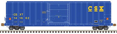 Atlas Model Railroad 50005582 N Scale FMC 5077 Single-Door Boxcar - Ready to Run -- CSX 141659 (blue, yellow)