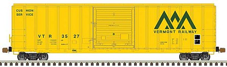 Atlas Model Railroad 50005586 N Scale FMC 5077 Single-Door Boxcar - Ready to Run -- Vermont Railway 3548 (yellow, green)