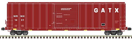 Atlas Model Railroad 50005587 N Scale FMC 5077 Single-Door Boxcar - Ready to Run -- GATX/WRWK #1401 (Boxcar Red, white)