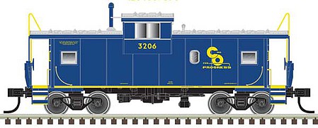 Atlas Model Railroad 50005594 N Scale Extended-Vision Caboose - Ready to Run - Master(R) -- Chesapeake & Ohio 3206 (blue, yellow, Progress Logo)