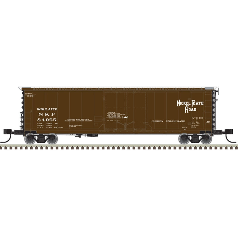Atlas Model Railroad 50005699 N Scale 50' GA RBL Plug-Door Boxcar - Ready to Run - Master(R) -- Nickel Plate Road 84069 (Boxcar Red, black, white)