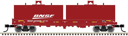 Atlas Model Railroad 50005709 N Scale Cushion Coil Car with Round Hoods - Ready to Run - Master(R) -- BNSF Railway 534206 (Boxcar Red, white, Wedge Logo)