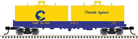 Atlas Model Railroad 50005711 N Scale Cushion Coil Car with Round Hoods - Ready to Run - Master(R) -- Chessie C&O #306896 (blue, yellow)