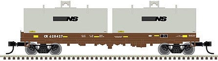 Atlas Model Railroad 50005713 N Scale Cushion Coil Car with Round Hoods - Ready to Run - Master(R) -- Conrail 628345 (Boxcar Red, gray, NS Hoods)