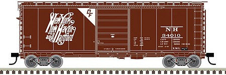 Atlas Model Railroad 50005767 N Scale PS-1 40' Boxcar, 6' Door - Ready to Run - Master(R) -- New Haven Script DF 34019 (Boxcar Red, white)