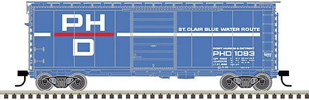 Atlas Model Railroad 50005769 N Scale PS-1 40' Boxcar, 6' Door - Ready to Run - Master(R) -- Port Huron & Detroit 1158 (blue, white, red)