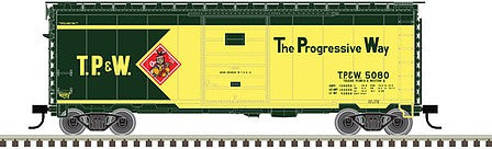 Atlas Model Railroad 50005778 N Scale PS-1 40' Boxcar, 6' Door - Ready to Run - Master(R) -- Toledo, Peoria & Western 5036 (green, yellow, red)