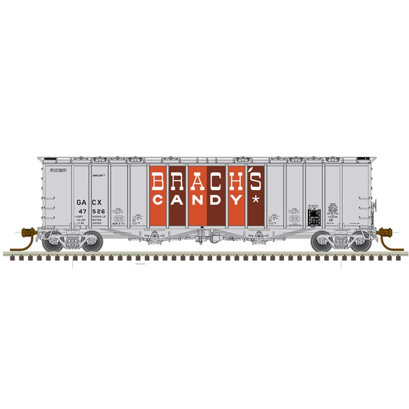 Atlas Model Railroad 50005809 N Scale 4180 Airslide Covered Hopper - Ready to Run - Master(R) -- Brach's Candy 47526 (gray, red, maroon)
