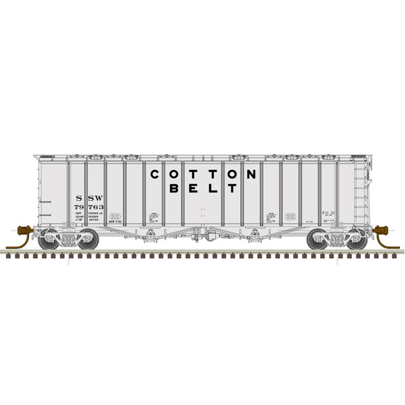 Atlas Model Railroad 50005816 N Scale 4180 Airslide Covered Hopper - Ready to Run - Master(R) -- Cotton Belt SSW 79763 (gray, black)