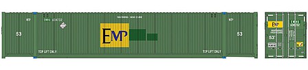 Atlas Model Railroad 50005945 N Scale 53' Jindo-CIMC Corrugated Container 3-Pack - Assembled - Master(R) -- EMP Set 2 634732, 634722, 634992 (green, Large Side Logo)