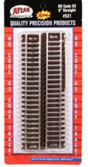 Atlas Model Railroad 521 HO Code 83 6" Straight Track (4)