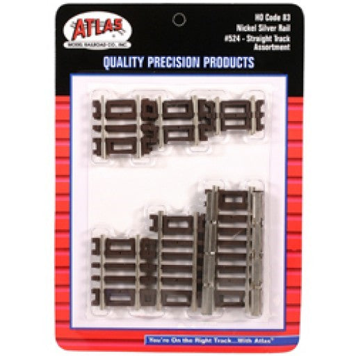 Atlas Model Railroad 524 HO Code 83 Straight Track Assortment   