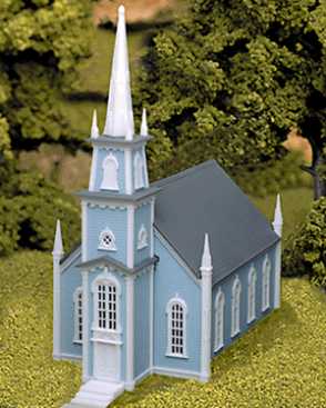 Atlas Model Railroad 708 HO Scale 19th Century Church - Kit -- 9-1/2 x 4-3/4 x 10-3/4" 23.8 x 11.9 x 26.9cm