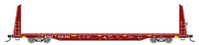 Atlas O 2001701 O Scale 62' Bulkhead Flatcar - 3-Rail - Ready to Run - Trainman(R) -- BNSF Railway (Boxcar Red, white)