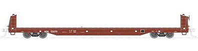 Atlas O 2002618 O Scale 62' Short Bulkhead Flatcar - 3-Rail - Ready to Run - Trainman(R) -- Northwestern Oklahoma (Boxcar Red, white Conspicuity Marks)