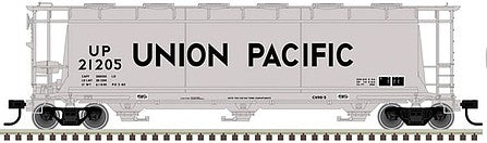 Atlas O 3001224 O Scale 3-Bay Cylindrical Hopper - 3-Rail - Ready to Run - Master(R) -- Union Pacific (gray, black, Large Lettering)