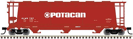 Atlas O 3001225 O Scale 3-Bay Cylindrical Hopper - 3-Rail - Ready to Run - Master(R) -- Potacan (brown, white)