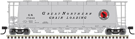 Atlas O 3001228 O Scale 6-Bay Cylindrical Hopper - 3-Rail - Ready to Run - Master(R) -- Great Northern (silver, Grain Loading)