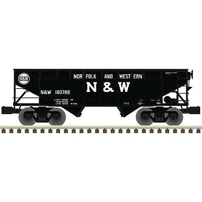 Atlas O 3001236 O Scale Offset-Side 2-Bay Hopper - 3-Rail - Ready to Run - Premier -- Norfolk & Western (black, white)