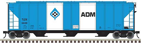 Atlas O 3001371 O Scale PS-4427 Low-Side Covered Hopper - 3-Rail - Ready to Run - Master(R) -- ADM (blue, white)