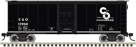 Atlas O 3001833 O Scale 1937 AAR 40' Single-Door Boxcar - 3-Rail - Ready to Run - Master(R) -- Chesapeake & Ohio (black, white, Progress Logo)