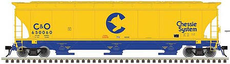 Atlas O 3002135 O Scale Trinity 5161 Cubic Foot Covered Hopper - 2-Rail - Ready to Run - Master(TM) -- Chessie System C&O (Fantasy, yellow, blue)