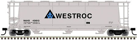 Atlas O 3002226 O Scale 3-Bay Cylindrical Hopper - 2-Rail - Ready to Run - Master(R) -- Westroc (gray, blue, white)