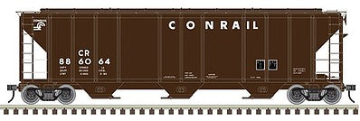 Atlas O 3002365 O Scale PS-4427 Low-Side Covered Hopper - 2-Rail - Ready to Run - Master -- Conrail (Boxcar Red, Small Logo)