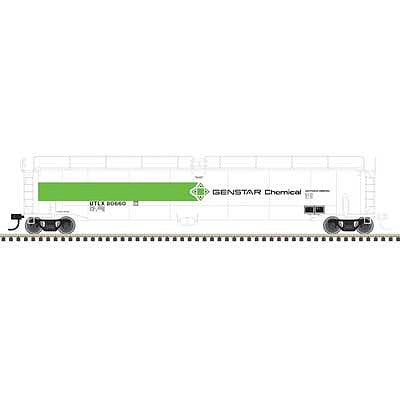 Atlas O 3003008 O Scale 33,000-Gallon Tank Car - 3-Rail - Ready to Run - Master(R) -- Genstar Chemicals (white, green)