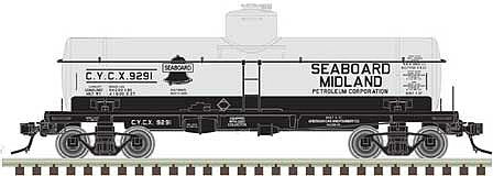 Atlas O 3003840 O Scale ACF Type 27 8,000-Gallon - 3-Rail - Ready to Run -- Conley Tank - Seaboard Midland Petroleum CYCX (aluminum, black)