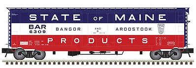 Atlas O 3004515 O Scale Pullman-Standard PS-1 50' Plug-Door Boxcar - 2-Rail - Ready to Run - Master(R) -- Bangor & Aroostook (blue, white, red, State of Maine Slogan)