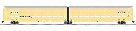 Atlas O 3004705 O Scale Articulated Auto Carrier - 2-Rail - Ready to Run - Master(R) -- TTX BTTX (Faded, yellow, silver, black, white)