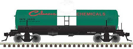 Atlas O 3004839 O Scale ACF Type 27 8,000-Gallon - 2-Rail - Ready to Run -- Celanese Chemicals GATX (green, red, white)