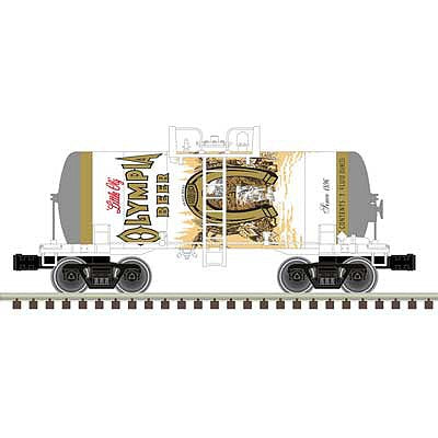 Atlas O 3004848 O Scale 8,000-Gallon Tank Car - 3-Rail - Ready to Run - Premier -- Olympia Beer (white, gold, Little Oly)