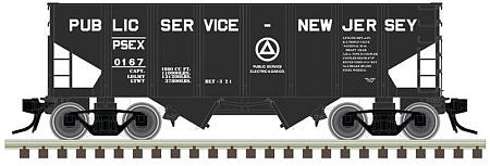 Atlas O 3005819 O Scale 55-Ton 2-Bay Open Hopper - 3-Rail - Ready to Run -- Public Service of New Jersey (black)