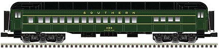 Atlas O 3007058 O Scale 70' Madison Heavyweight Combine and Diner Set - 3-Rail - Ready to Run -- Southern Railway 663, 3169 (green, black)