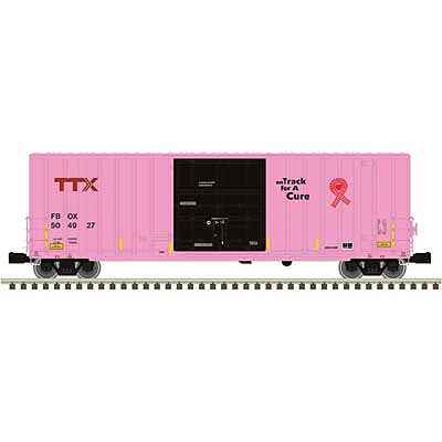 Atlas O 3007419 O Scale Gunderson 50' High-Cube Boxcar - 3-Rail - Ready to Run - Premier -- TTX 504927 (pink, black, On Track for a Cure)