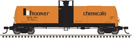 Atlas O 3008213 O Scale 17,360-Gallon Tankcar - 2-Rail - Ready to Run -- Hooker (orange/white/black)