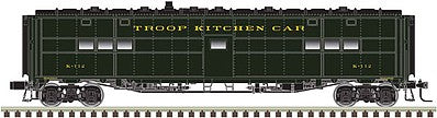 Atlas O 3008705 O Scale Troop Kitchen - 2-Rail - Ready to Run -- US Army (Pullman Green)