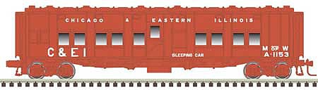 Atlas O 3008723 O Scale Troop Sleeper Bunk Car - 2-Rail - Ready to Run -- Chicago and Eastern Illinois (MOW, red, white)