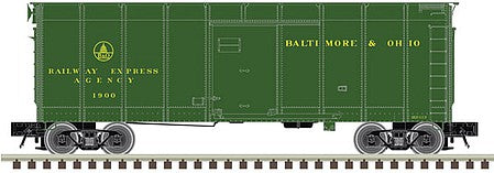 Atlas O 3008906 O Scale 40' Wagon-Top Boxcar - 2-Rail - Ready to Run -- Baltimore & Ohio (REA, green, yellow)