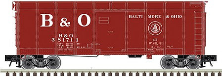 Atlas O 3008907 O Scale 40' Wagon-Top Boxcar - 2-Rail - Ready to Run -- Baltimore & Ohio (Boxcar Red, white, Dual Circle Logo)