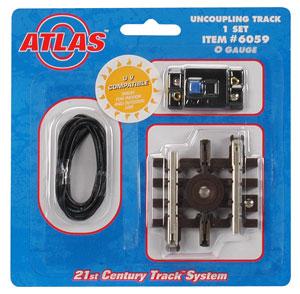 Atlas O 6059 O Scale 21st Century Track System(TM) Nickel Silver Rail w/Brown Ties - 3-Rail -- Uncoupler - 1-3/4" 4.4cm