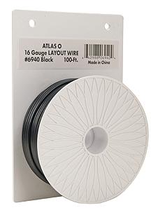Atlas O 6940 O Scale 16 Gauge Heavy-Duty Layout Wire - 100' Reel -- Black