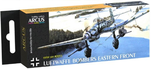 Arcus Hobby Colors 2011 Luftwaffe WWII Bomber Eastern Front Aircraft Enamel Paint Set (6 Colors) 10ml Bottles