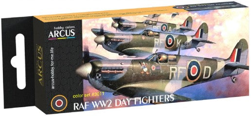 Arcus Hobby Colors 3011 RAF WWII Day Fighter Aircraft Enamel Paint Set (6 Colors) 10ml Bottles