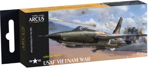 Arcus Hobby Colors 5005 USAF Vietnam War TAC Fighter Aircraft Enamel Paint Set (6 Colors) 10ml Bottles